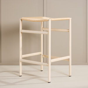 Polly – Chaise de bar – Beige, Blanchi – 40 x 66 x 45 cm