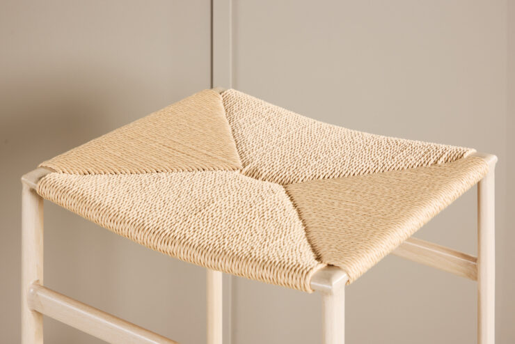Polly – Chaise de bar – Beige, Blanchi – 40 x 66 x 45 cm