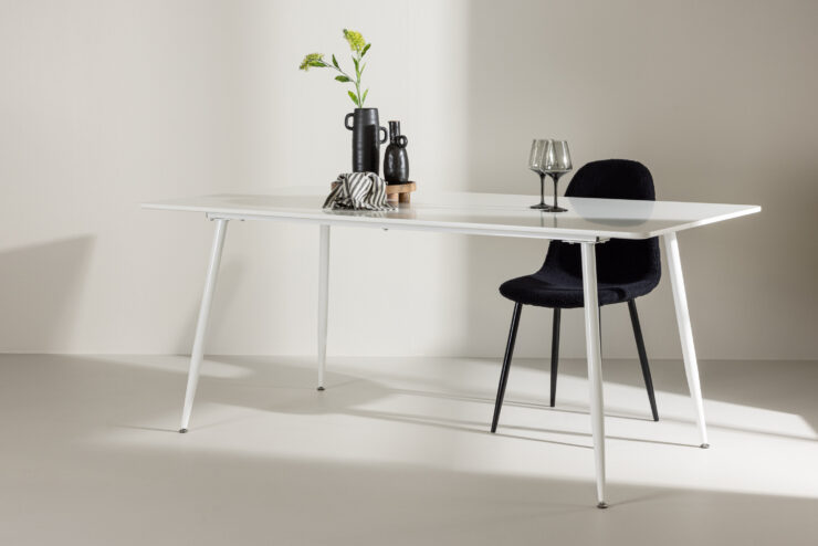 Silar – Table à manger rectangulaire – Blanc – 180 x 90 cm