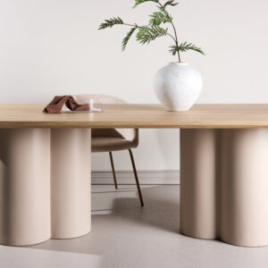 Olivia – Table à manger rectangulaire – Beige, Blanchi – 210 x 100 cm