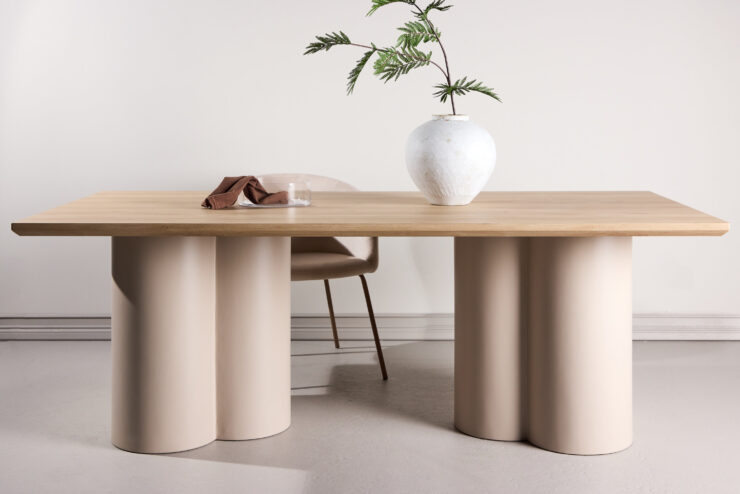Olivia – Table à manger rectangulaire – Beige, Blanchi – 210 x 100 cm