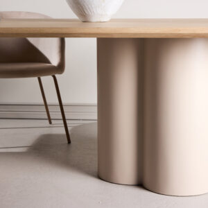 Olivia – Table à manger rectangulaire – Beige, Blanchi – 210 x 100 cm
