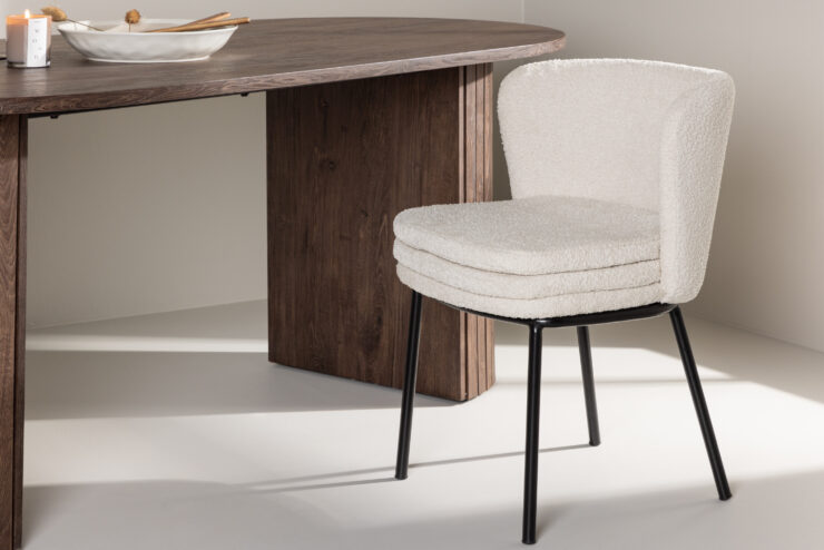 Agnes – Chaise de salle à manger – Noir, Blanc – 57 x 77 x 47 cm