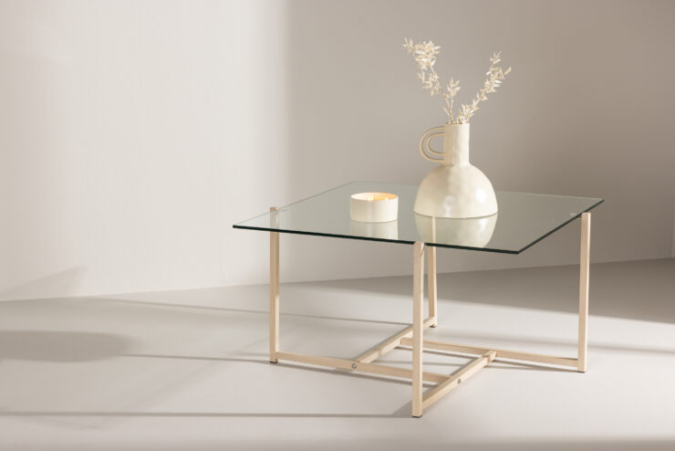 Hybrid – Table basse – Transparent, Blanchi – 80 x 80 cm