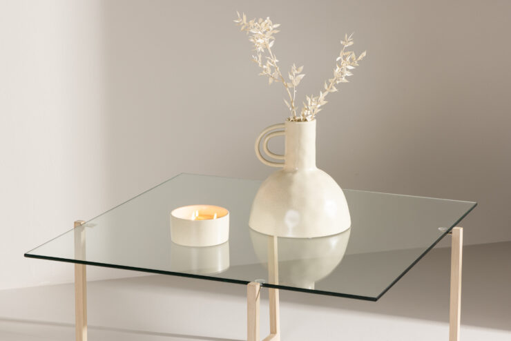 Hybrid – Table basse – Transparent, Blanchi – 80 x 80 cm