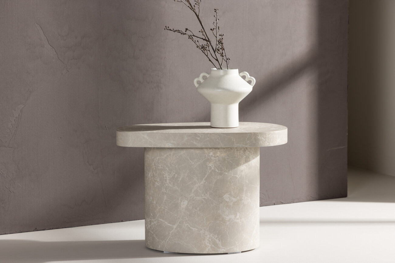 Båstad – Table d’appoint – Gris clair – 50 x 30 cm