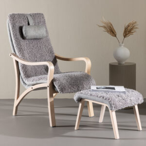 Fårö – Fauteuil lounge – Blanchi, Gris clair – 89 x 107 x 60 cm