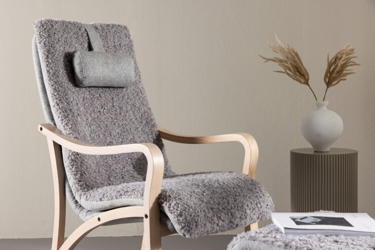 Fårö – Fauteuil lounge – Blanchi, Gris clair – 89 x 107 x 60 cm