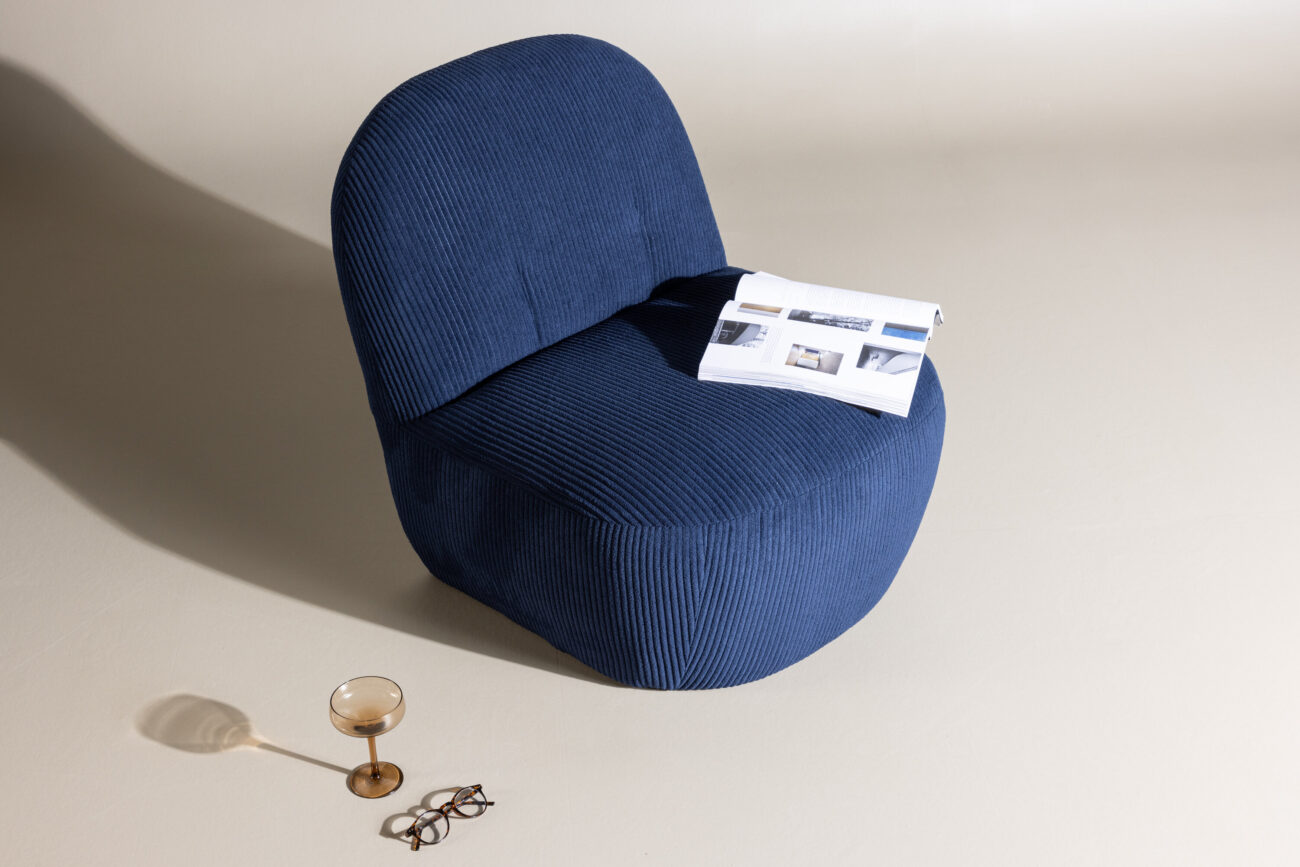 Mahla – Fauteuil lounge – Bleu marine – 82 x 77 x 70 cm