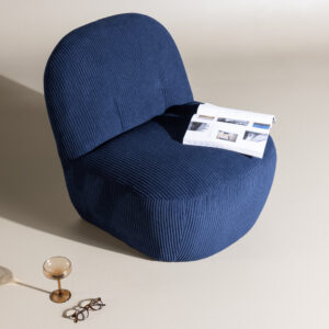 Mahla – Fauteuil lounge – Bleu marine – 82 x 77 x 70 cm
