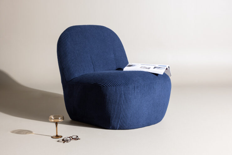 Mahla – Fauteuil lounge – Bleu marine – 82 x 77 x 70 cm