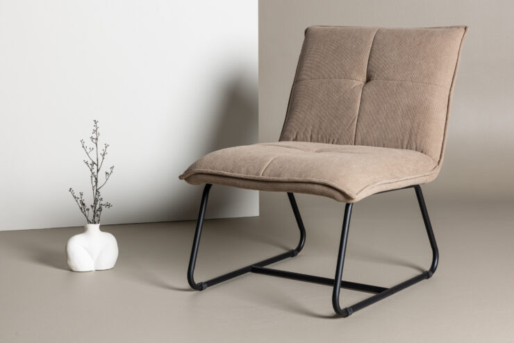 Madison – Fauteuil lounge – Noir, Marron – 77 x 79 x 59 cm
