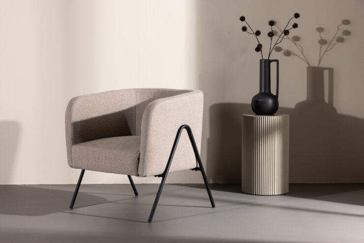 Rika – Armchair – Beige, Noir – 66 x 70 x 65 cm