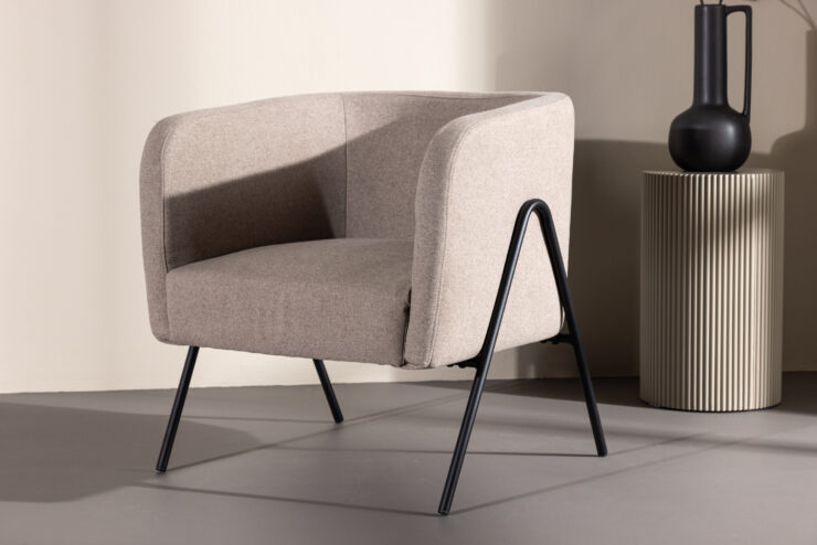 Rika – Armchair – Beige, Noir – 66 x 70 x 65 cm