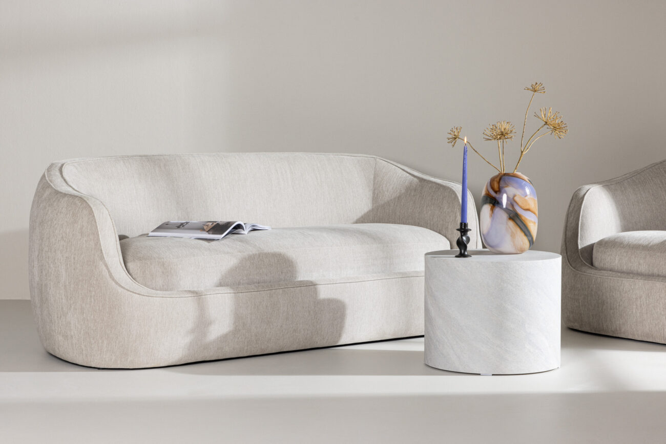 Elio – Canapé 3 places – Gris clair, Noir – 98 x 76 x 196 cm