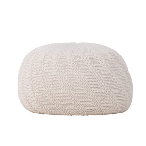 Ted – Pouf – Blanc cassé, Beige – ⌀45 cm