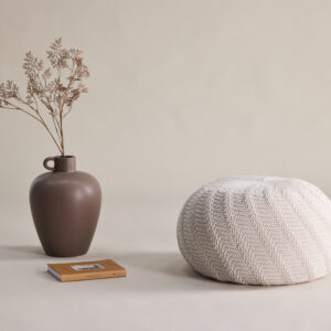 Ted – Pouf – Blanc cassé, Beige – ⌀45 cm