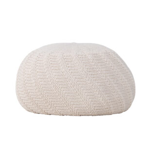 Ted – Pouf – Blanc cassé, Beige – ⌀45 cm