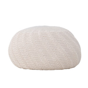 Ted – Pouf – Blanc cassé, Beige – ⌀45 cm