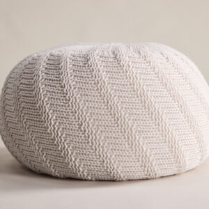 Ted – Pouf – Blanc cassé, Beige – ⌀45 cm