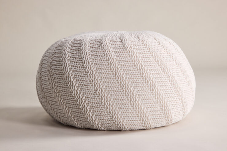 Ted – Pouf – Blanc cassé, Beige – ⌀45 cm