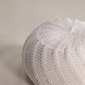 Ted – Pouf – Blanc cassé, Beige – ⌀45 cm
