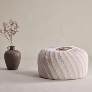 Ted – Pouf – Blanc cassé, Beige – ⌀60 cm