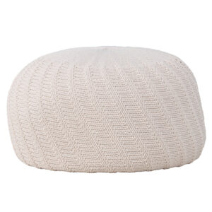 Ted – Pouf – Blanc cassé, Beige – ⌀60 cm