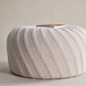 Ted – Pouf – Blanc cassé, Beige – ⌀60 cm