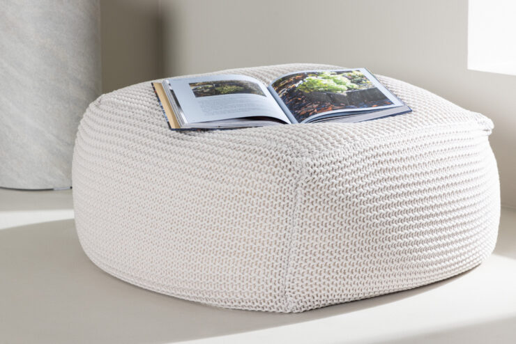 Luca – Pouf – Crème, Beige – 60 x 40 x 60 cm