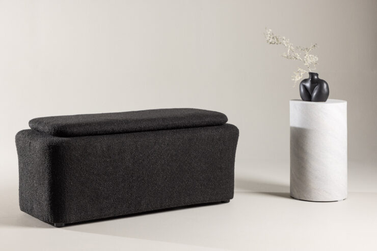 Laurel – Ottoman – Noir – 50 x 45 x 110 cm