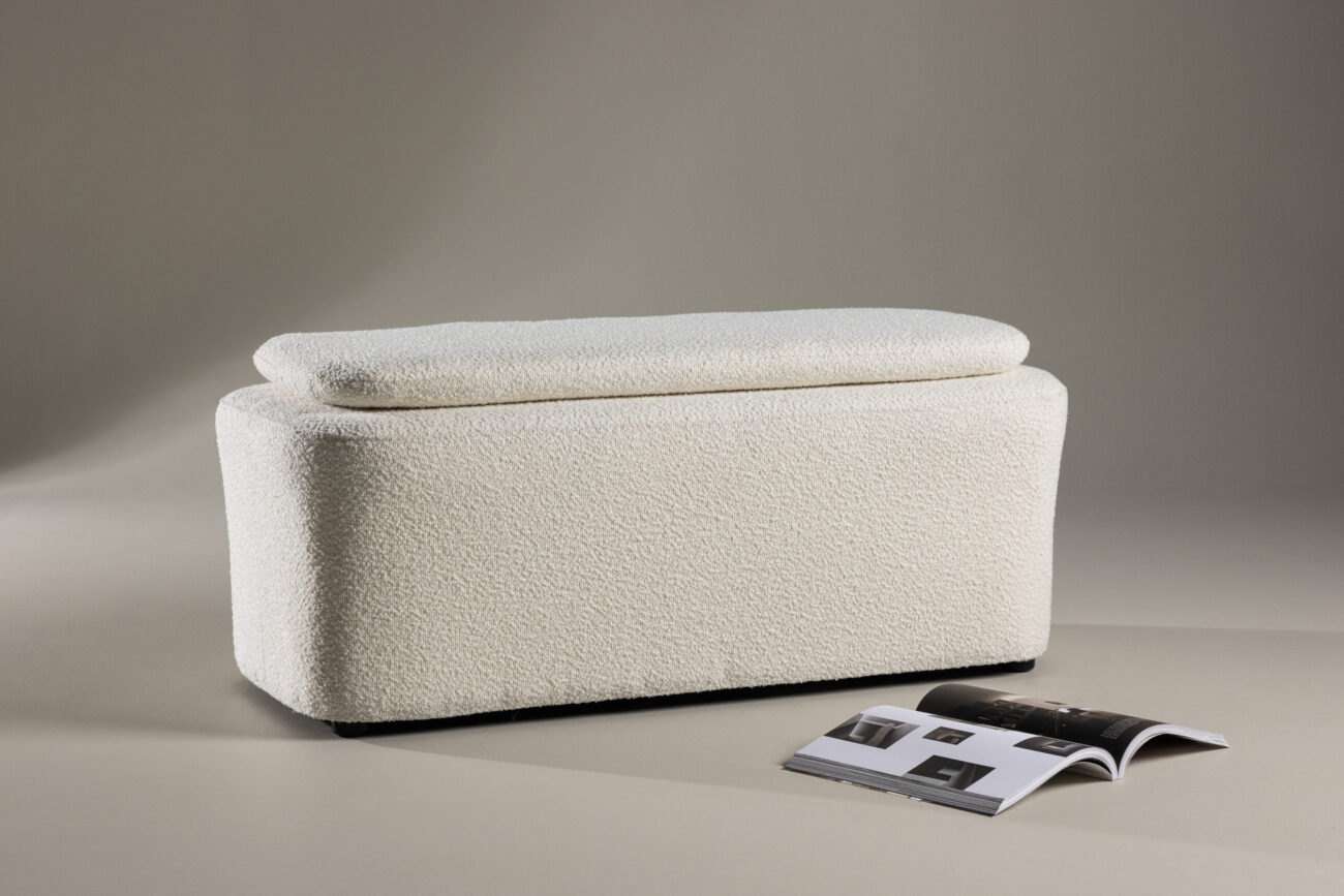 Laurel – Ottoman – Noir, Blanc – 110 x 51 x 46,5 cm
