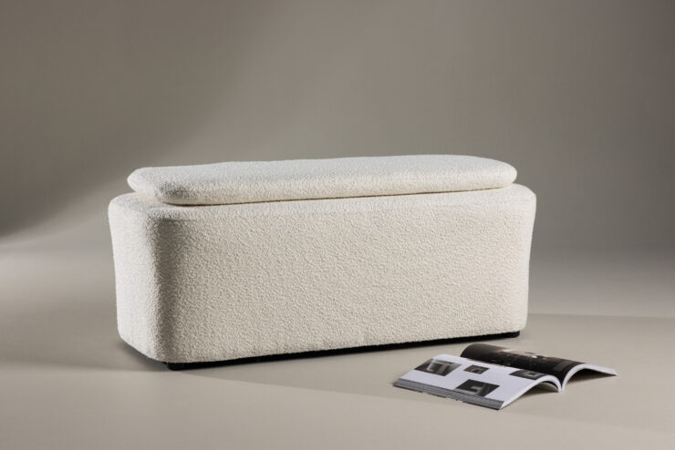 Laurel – Ottoman – Noir, Blanc – 110 x 51 x 46,5 cm