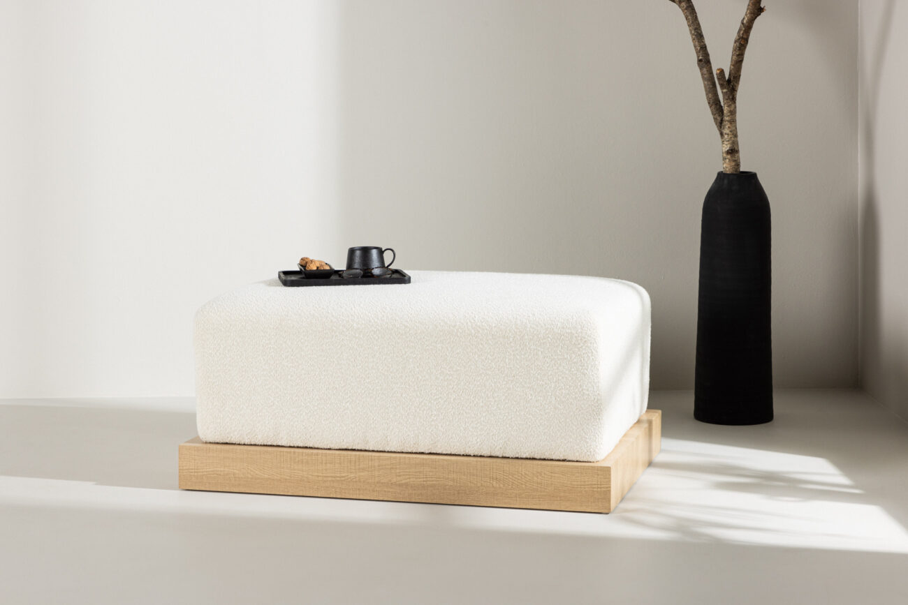 Ivy – Ottoman – Naturel, Blanc – 70 x 45 x 100 cm