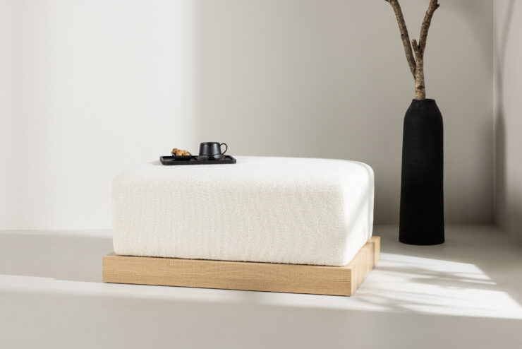 Ivy – Ottoman – Naturel, Blanc – 70 x 45 x 100 cm