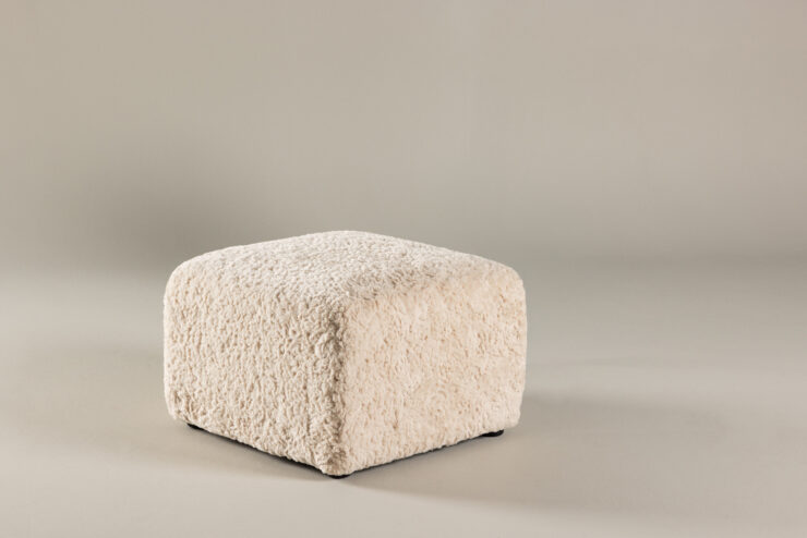 Frankie – Pouf – Beige, Noir – 50 x 35 x 50 cm