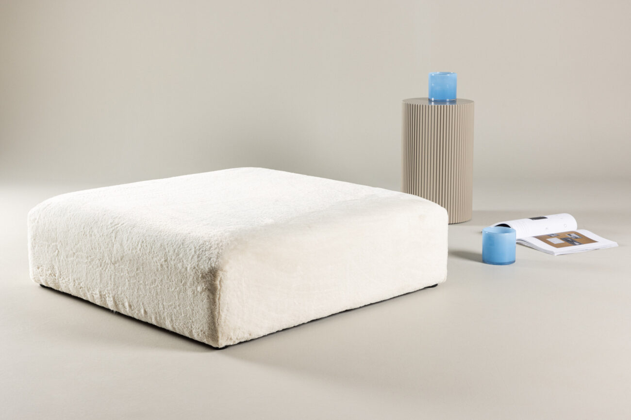 Davie – Pouf – Beige, Noir – 100 x 30 x 100 cm