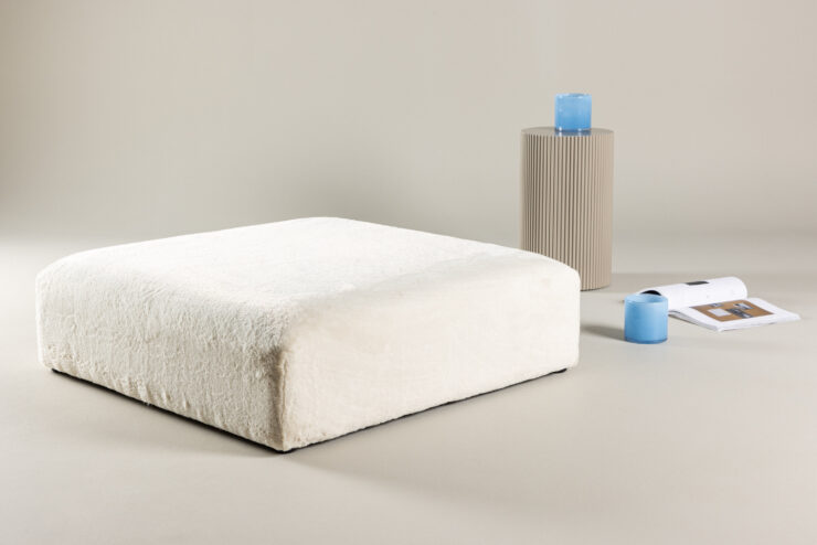 Davie – Pouf – Beige, Noir – 100 x 30 x 100 cm