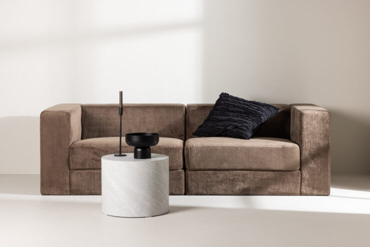 Lumi – Canapé 3 places – Noir, Marron – 94 x 70 x 238 cm