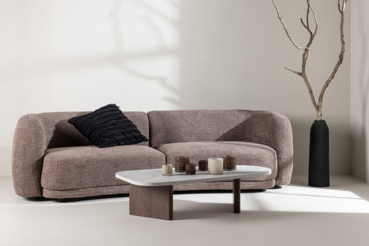 Cielo – Canapé 3 places – Noir, Marron – 91 x 80 x 268 cm