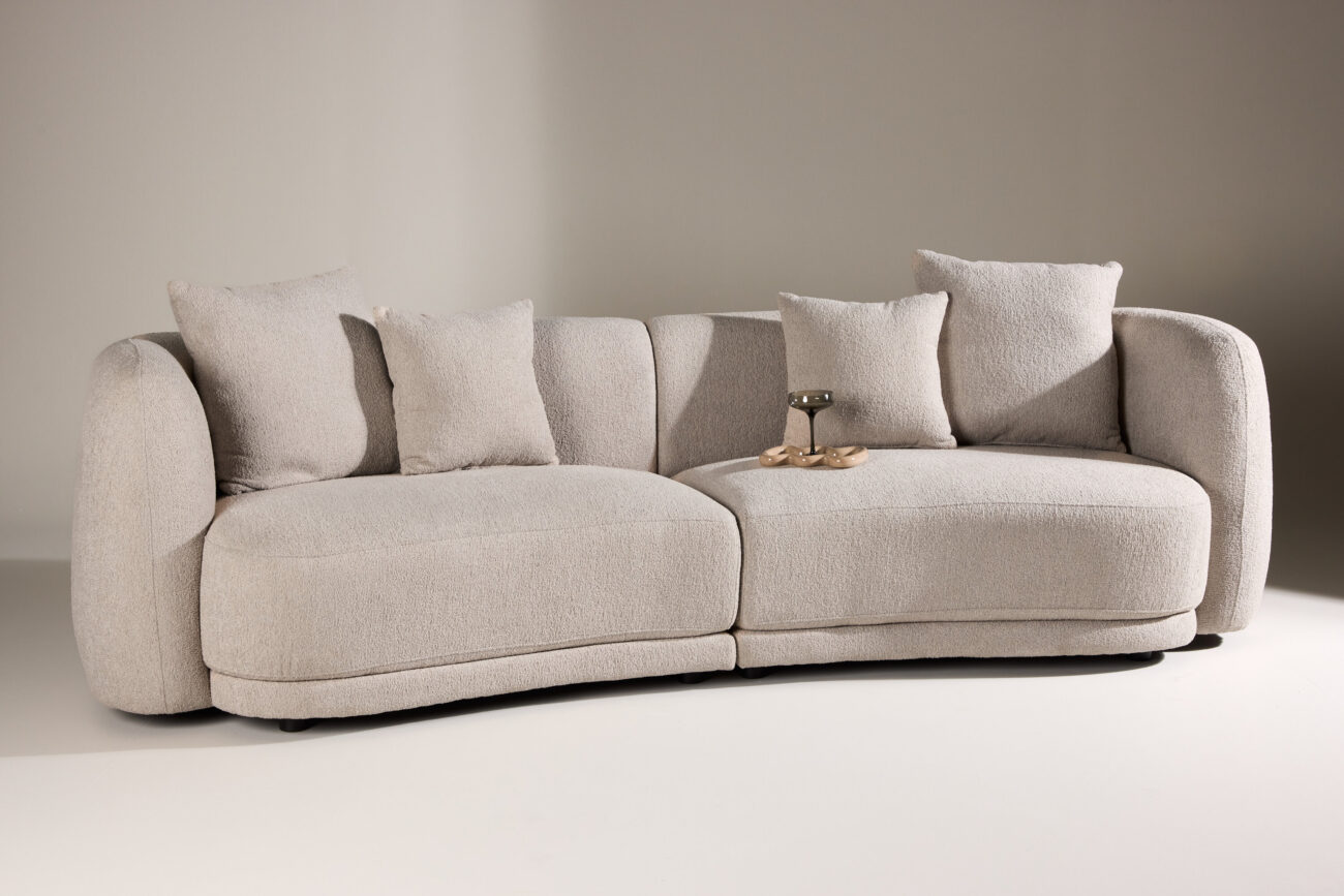 Cielo – Canapé 3 places – Beige, Noir – 91 x 80 x 268 cm