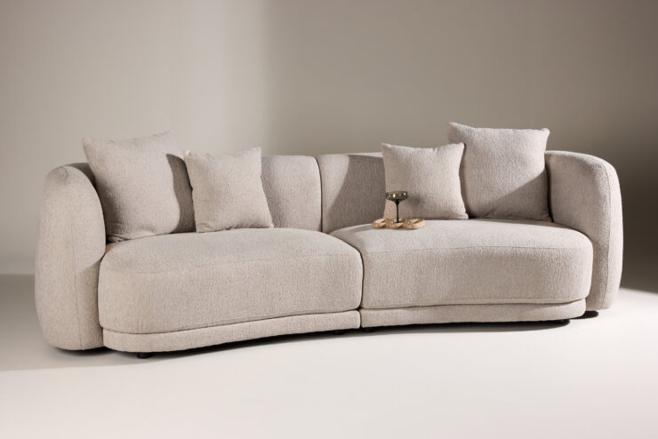 Cielo – Canapé 3 places – Beige, Noir – 91 x 80 x 268 cm