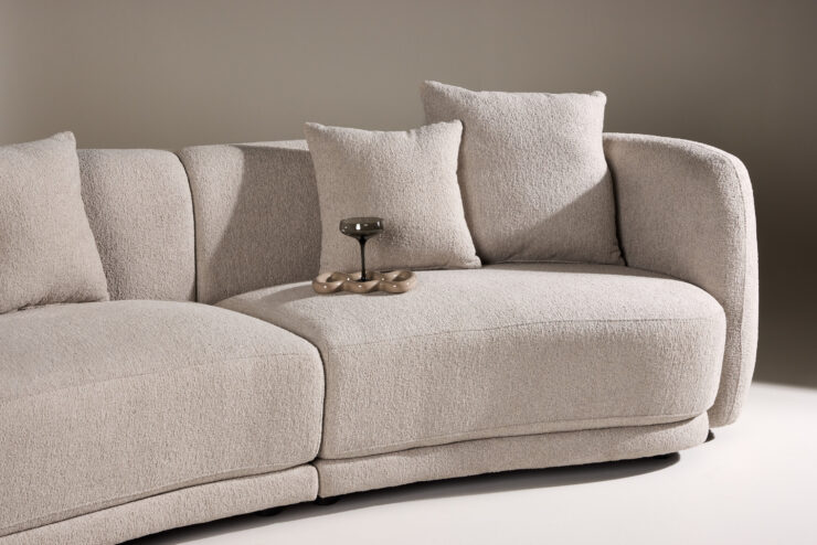 Cielo – Canapé 3 places – Beige, Noir – 91 x 80 x 268 cm