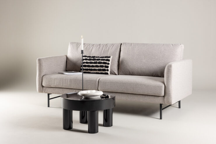 Sky – Canapé 3 places – Noir, Marron – 88 x 69 x 198 cm