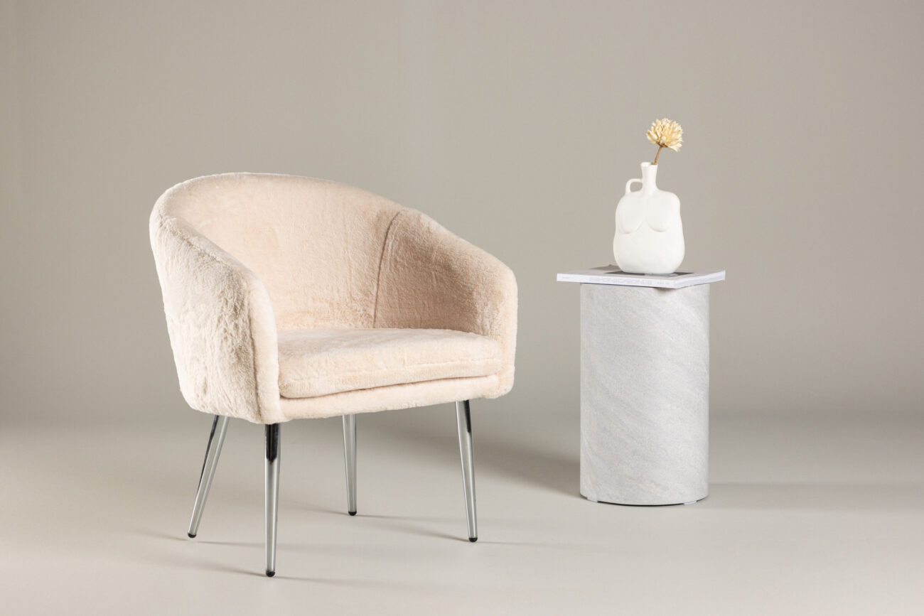 Wanda – Armchair – Beige, Argenté – 69 x 77 x 69 cm