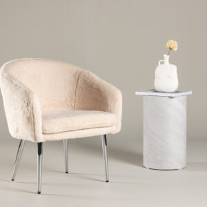 Wanda – Armchair – Beige, Argenté – 69 x 77 x 69 cm