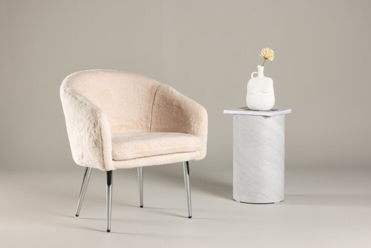 Wanda – Armchair – Beige, Argenté – 69 x 77 x 69 cm
