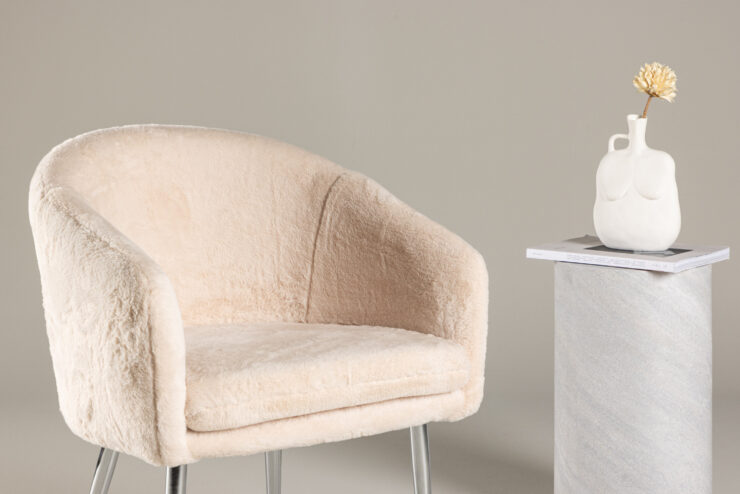 Wanda – Armchair – Beige, Argenté – 69 x 77 x 69 cm