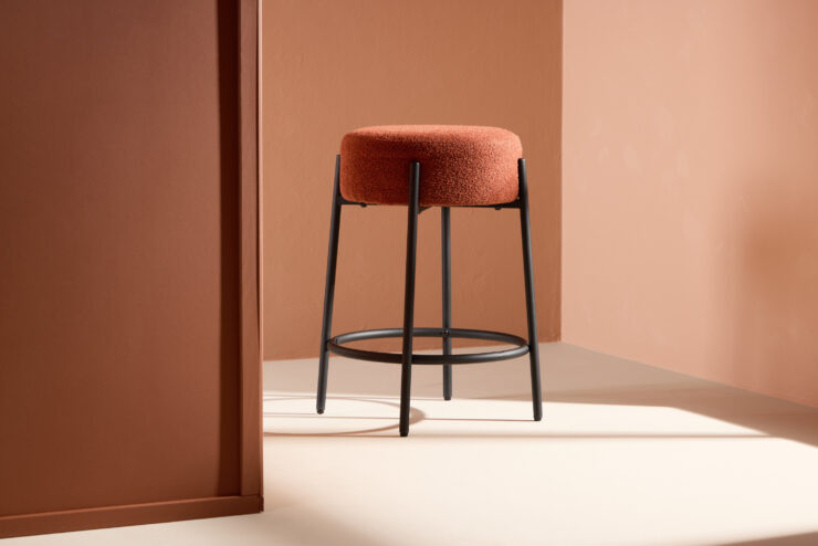 Tucson – Chaise de bar – Rouge, Noir – ⌀50 cm