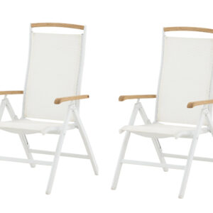 Panama – Chaise réglable – Naturel, Blanc – 75 x 110 x 60 cm